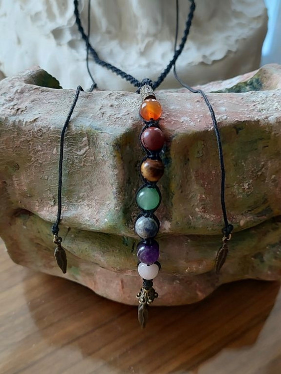 گردنبند روشومیزیِ (تعادل) هفت چاکرا | روشینا، با بافت پیچ